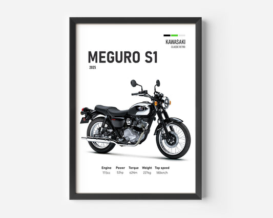 Kawasaki Meguro S1 2025 Motorcycle Poster