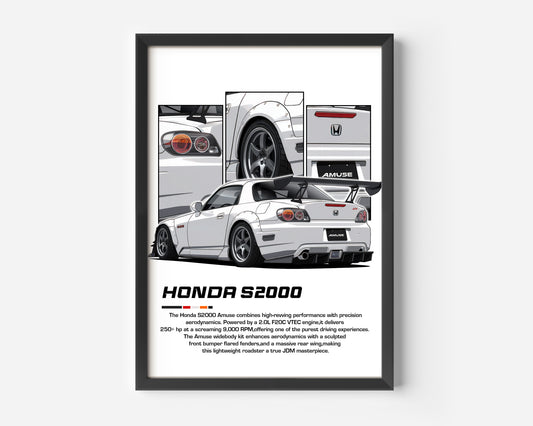 Honda S2000 White Poster