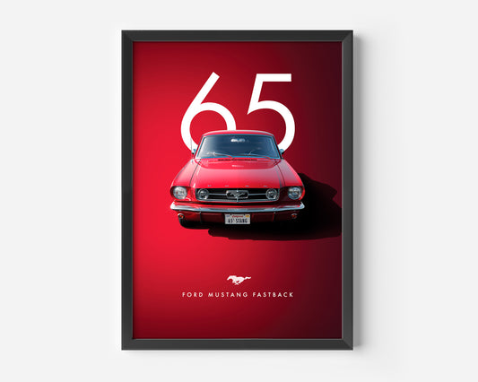 Ford Mustang Fastback Red Poster