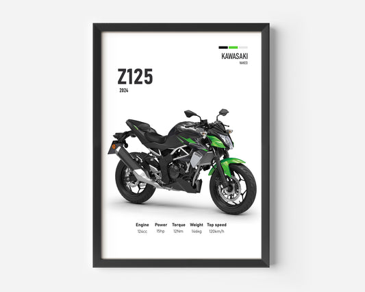 Kawasaki Z125 2024 Motorcycle Poster