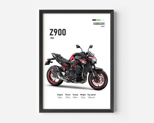Kawasaki Z900 2024 Motorcycle Poster