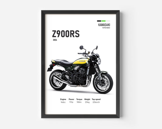 Kawasaki Z900RS 2024 Motorcycle Poster