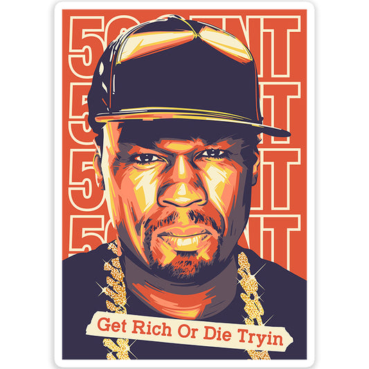 50 cent get rich Sticker