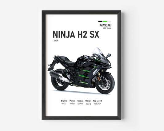 Kawasaki Ninja H2 SX 2025 Motorcycle Poster
