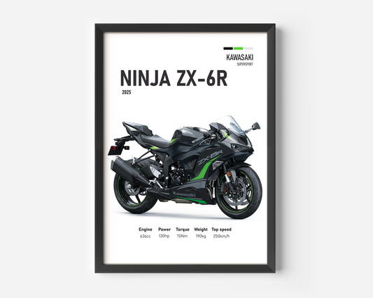 Kawasaki Ninja ZX-6R 2025 Motorcycle Poster