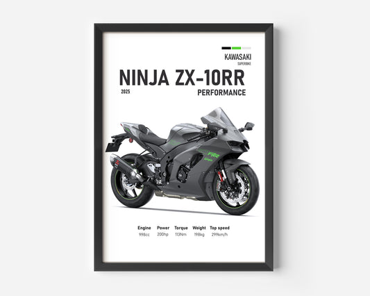 Kawasaki Ninja ZX-10R Performance 2025 Motorcycle Poster
