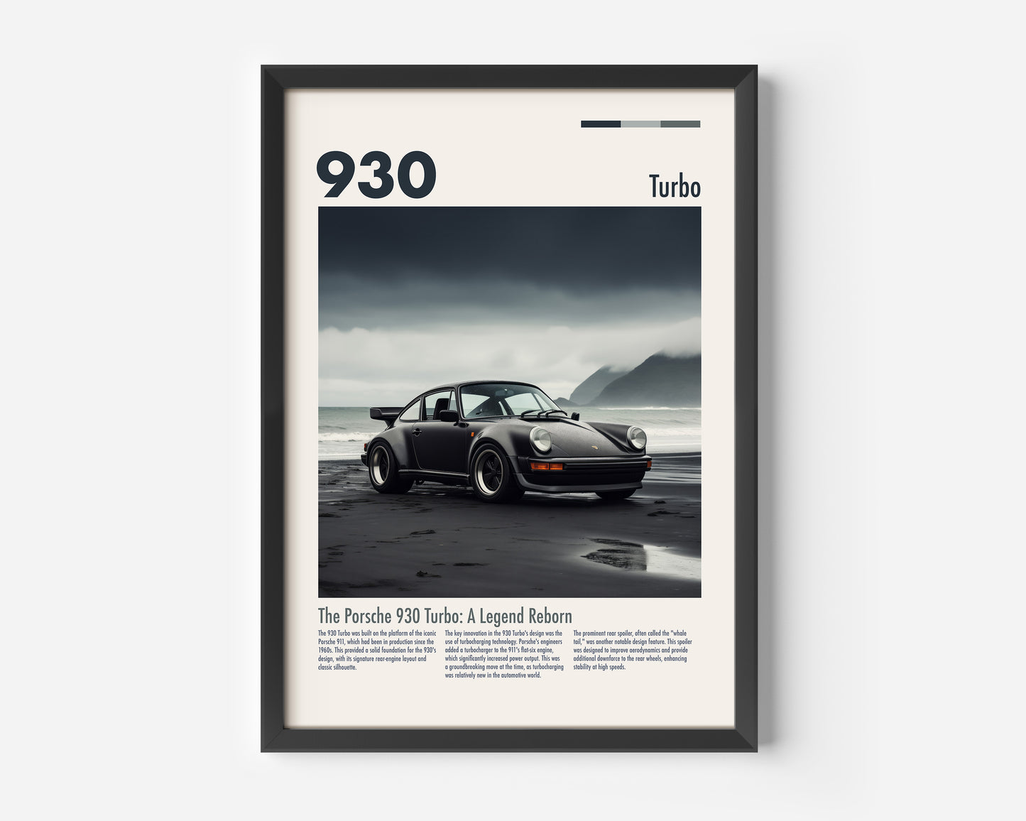 Porsche 911 (930) Black Poster