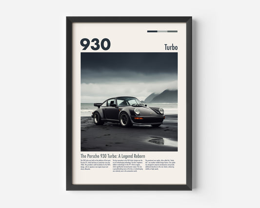 Porsche 911 (930) Black Poster