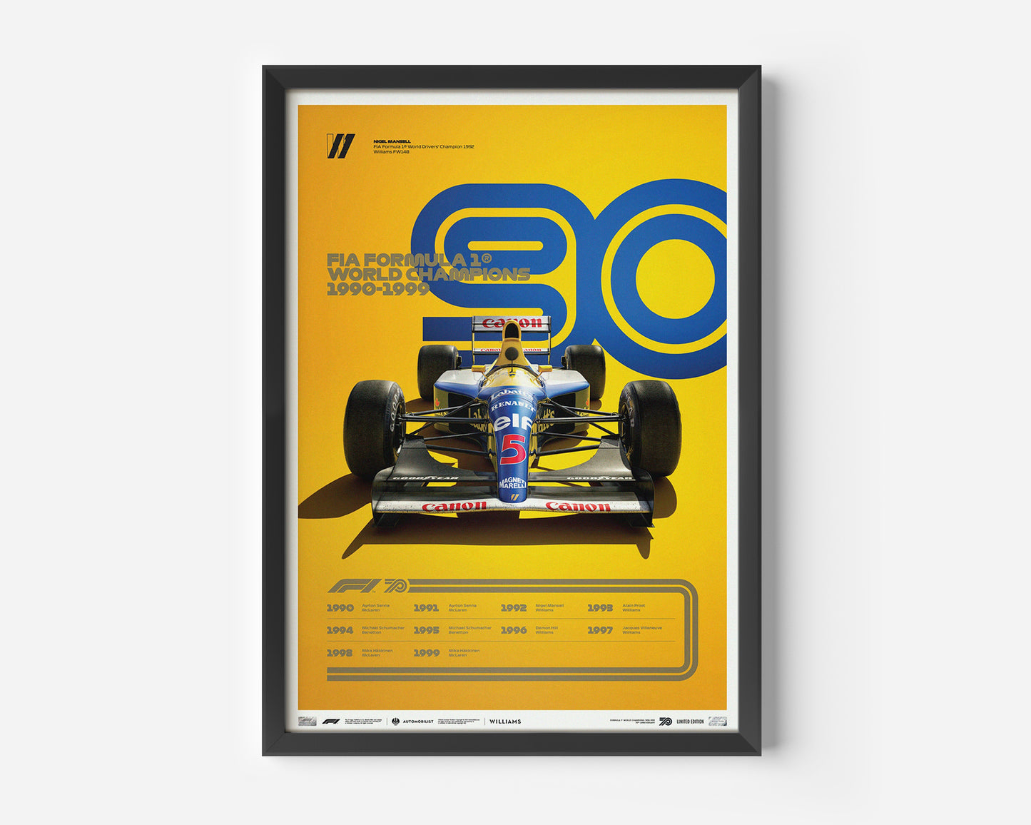Formula 1 World Champions 1990-1999 Poster