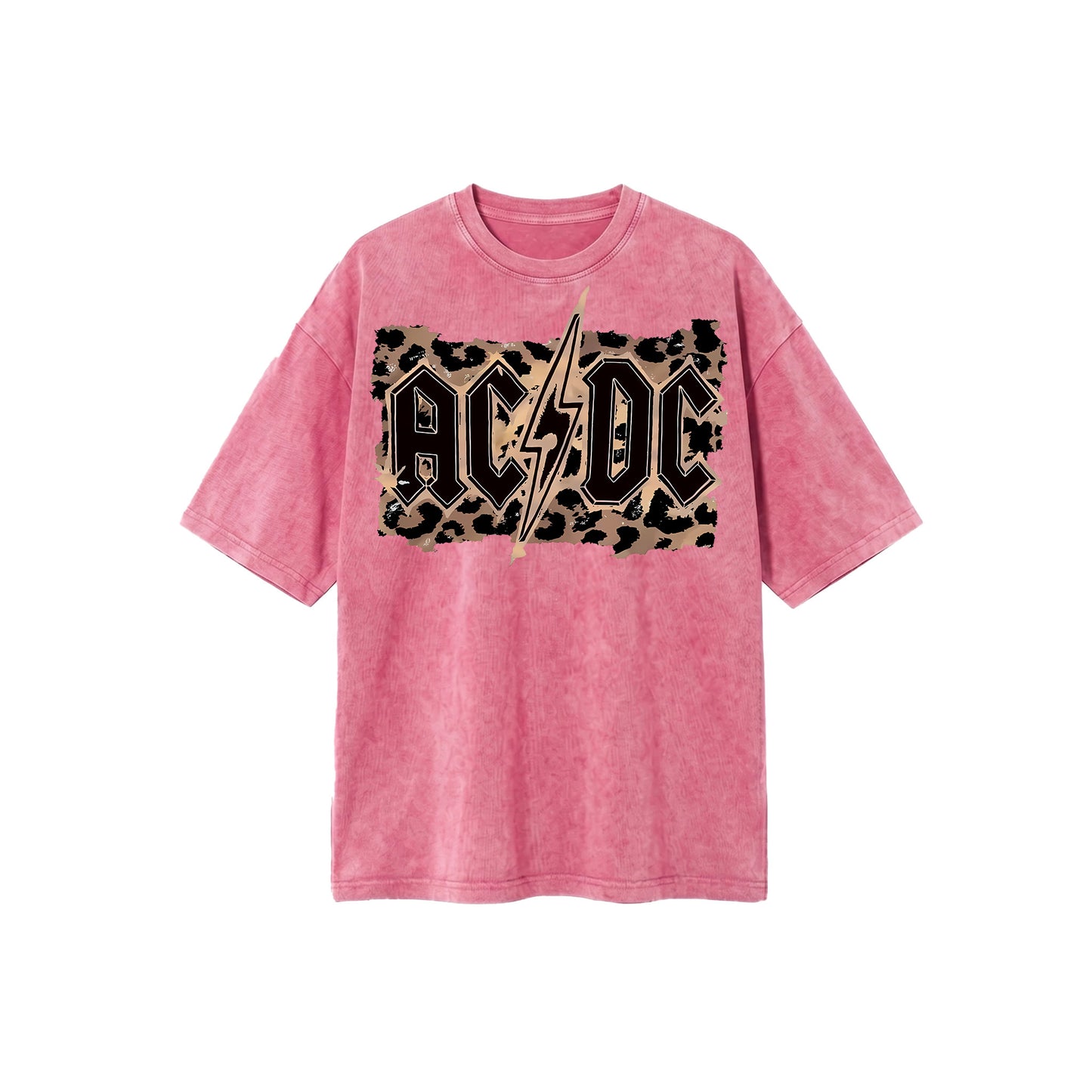 ACDC Leopard Washed Oversized Tee's Pale Pink