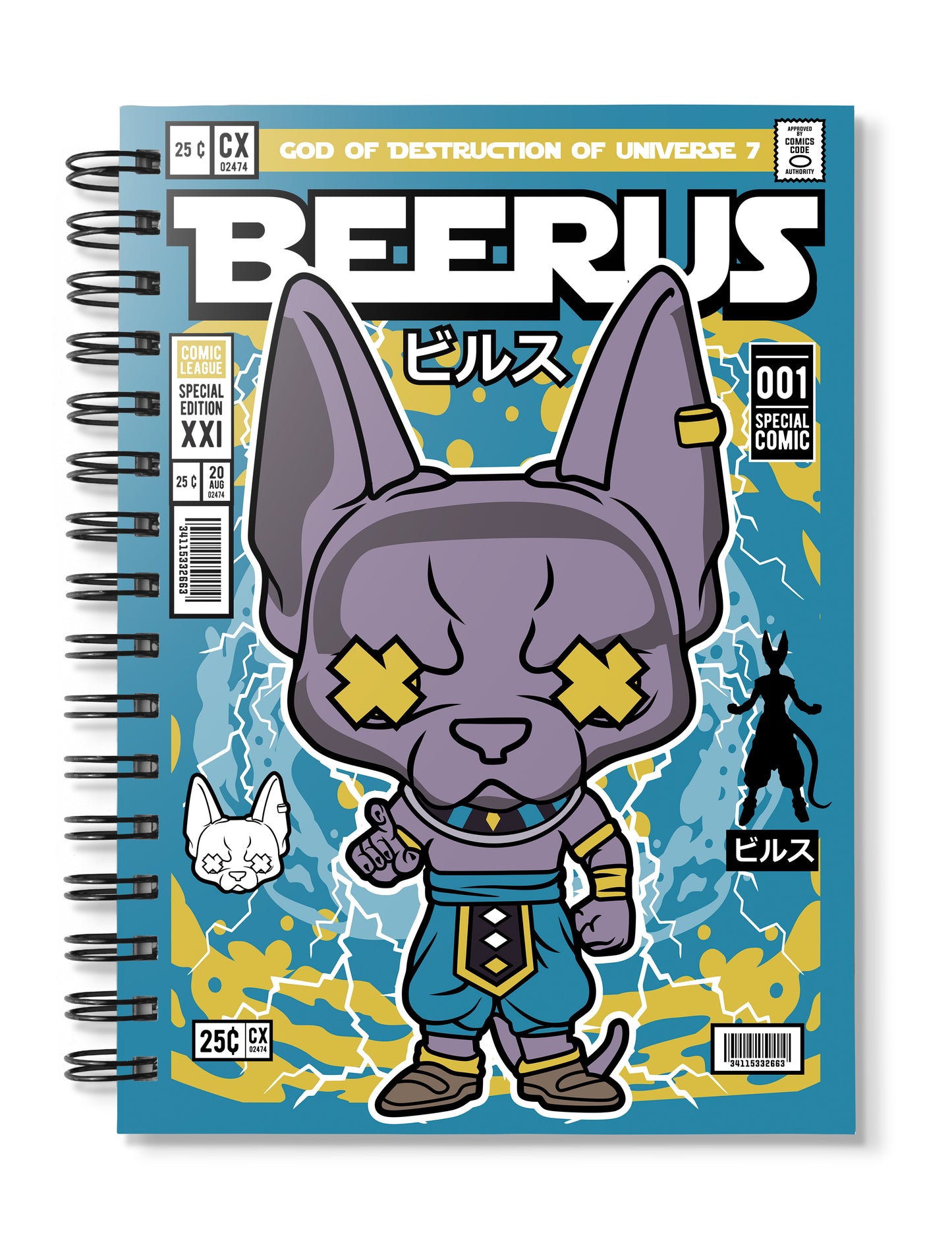 Beerus Dragon Ball pop Art Notebook