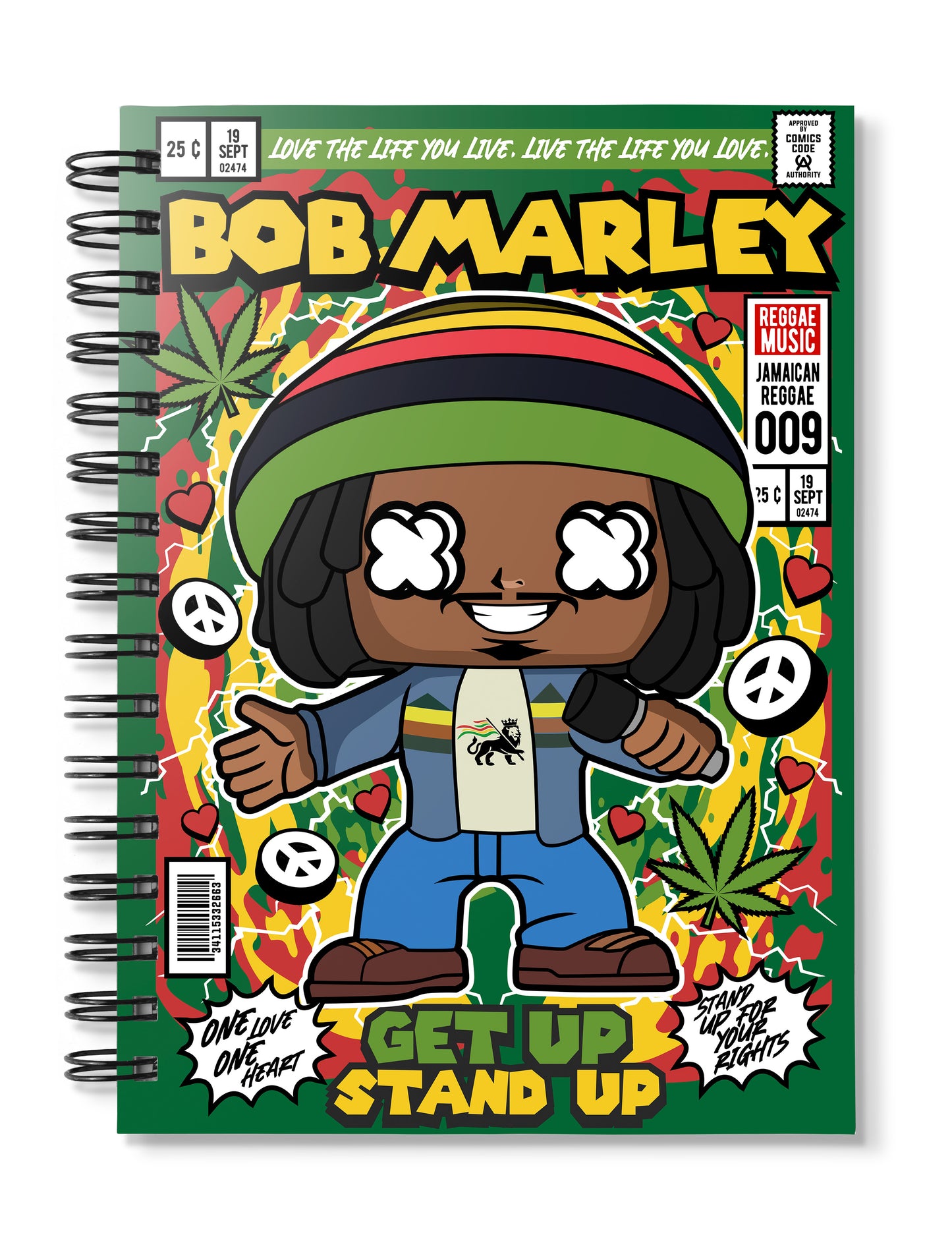 bob marley pop art notebook
