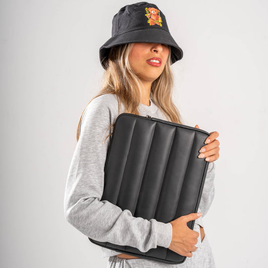 Buff Leather Laptop Sleeve Black