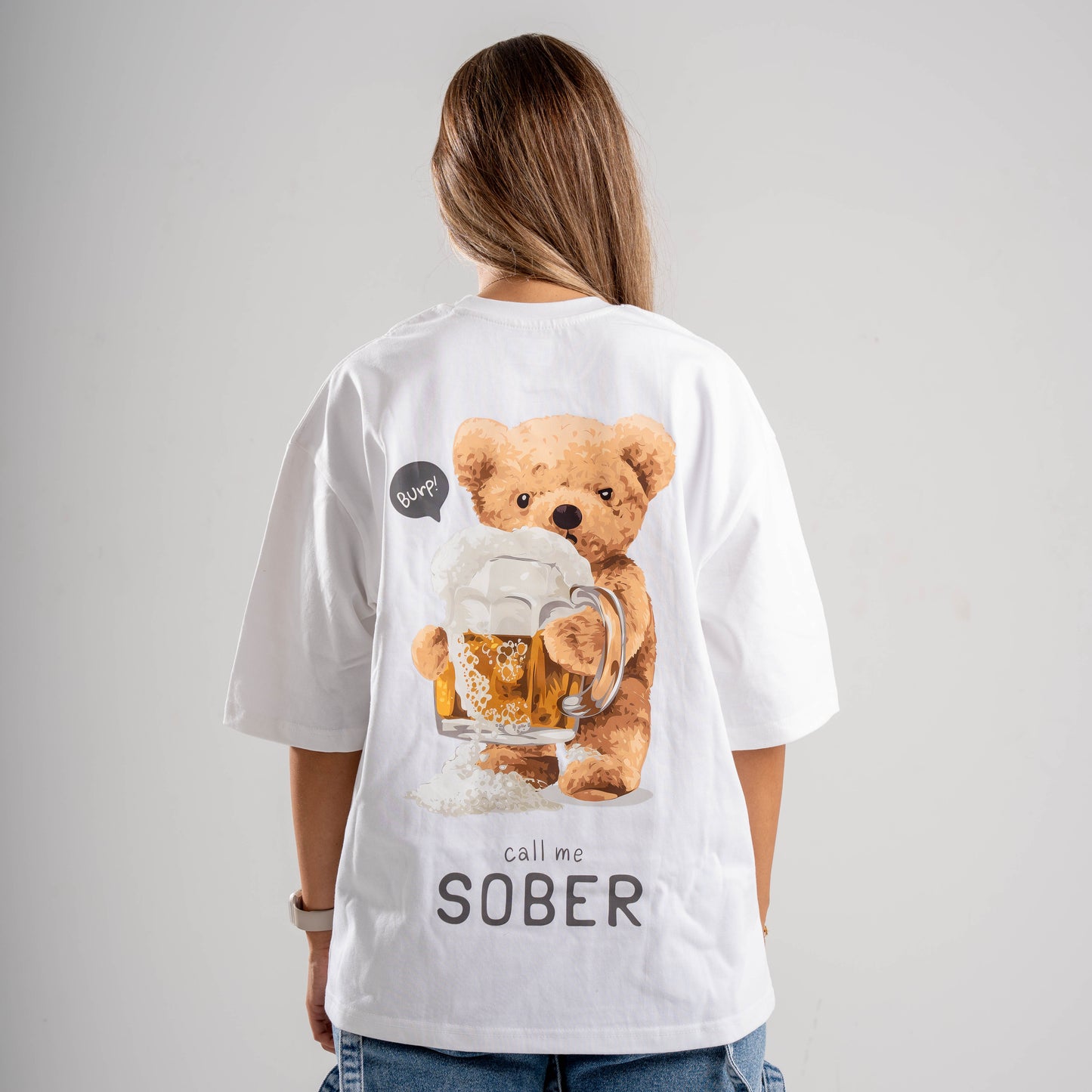 Call me Sober Bear Oversized Tee's
