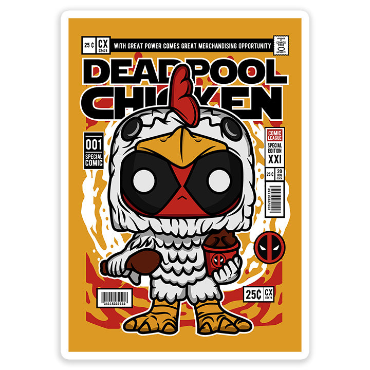 Deadpool Chicken pop Art Sticker