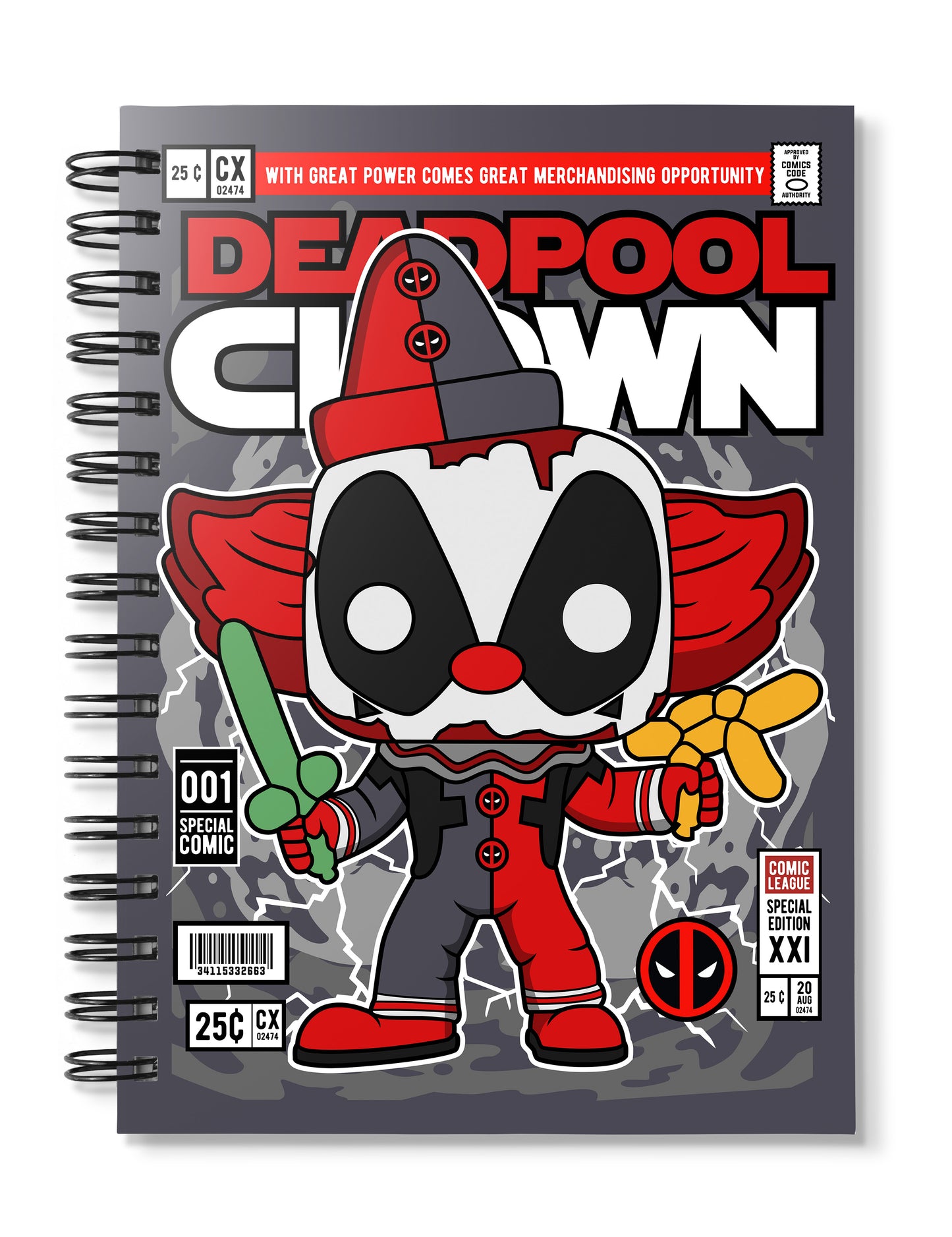 Deadpool Clown pop Art Notebook