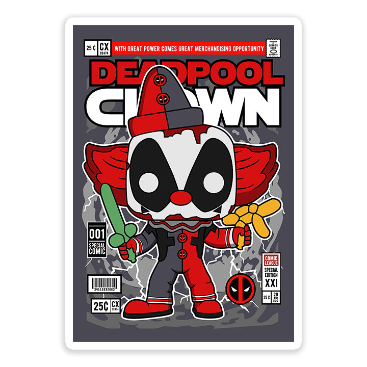 Deadpool Clown pop Art Sticker