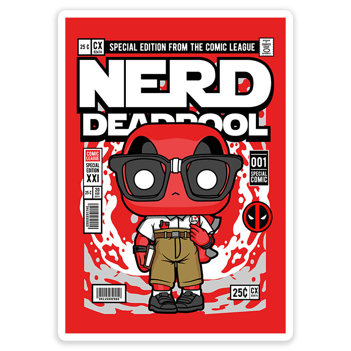 Deadpool Nerd pop Art Sticker