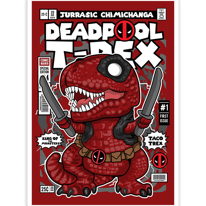 Deadpool Trex pop Art Sticker