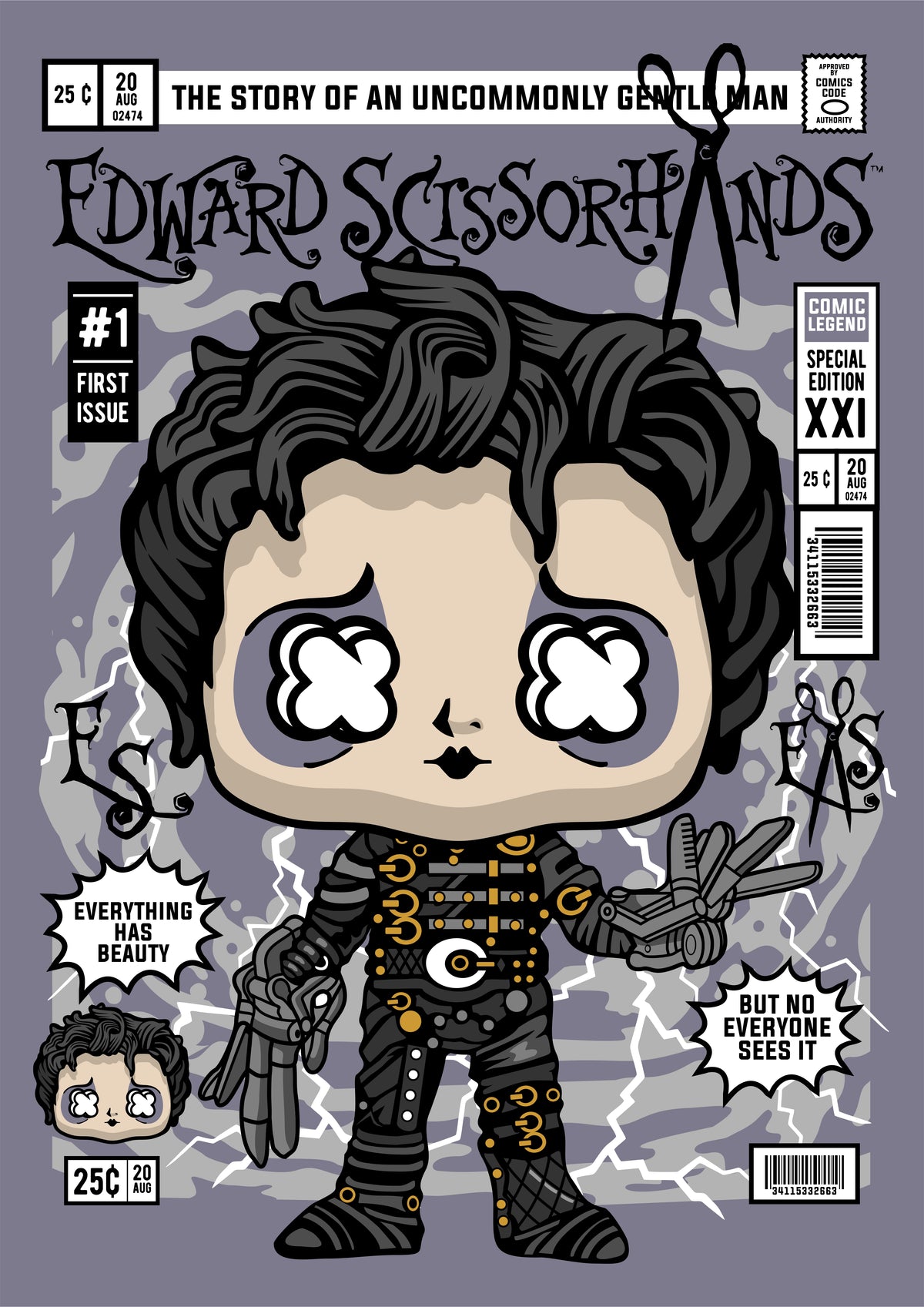 Edward Scissorhands pop Art Sticker