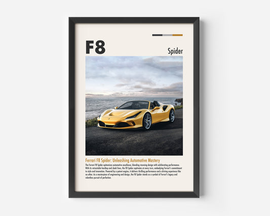 Ferrari F8 Spider Yellow Poster