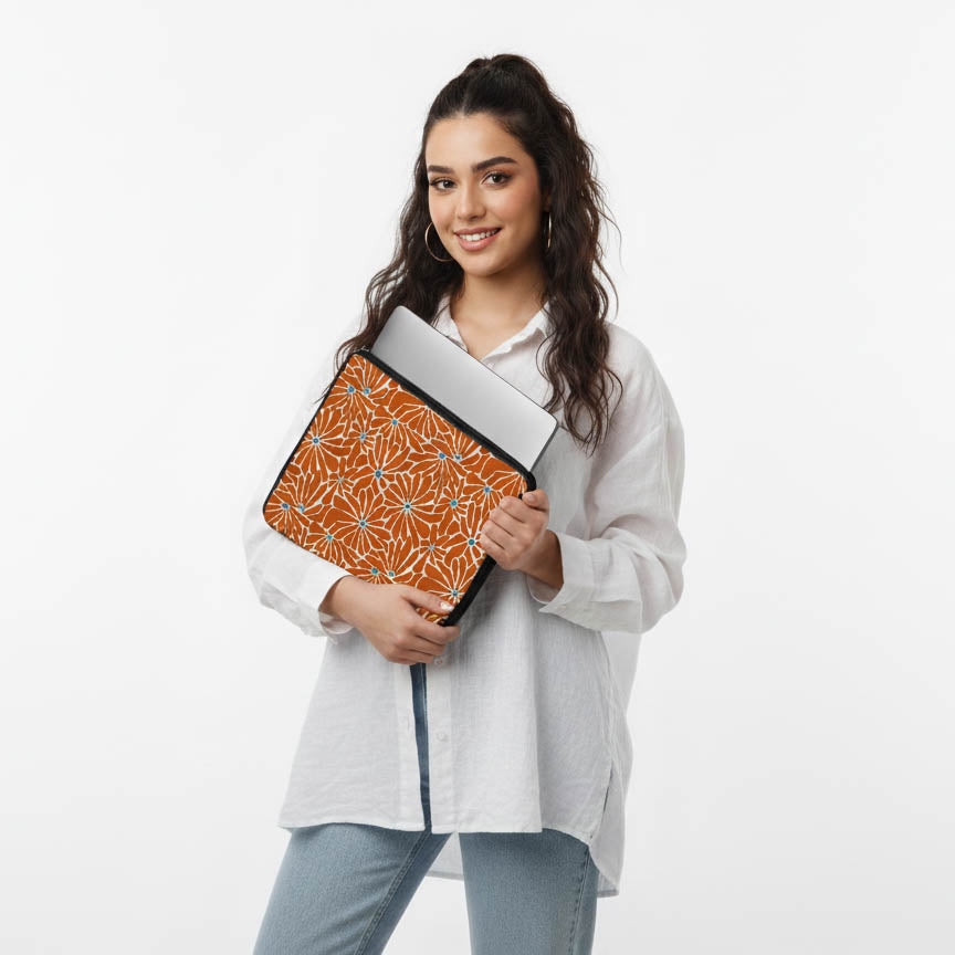 D Orange Bloom Laptop Sleeve