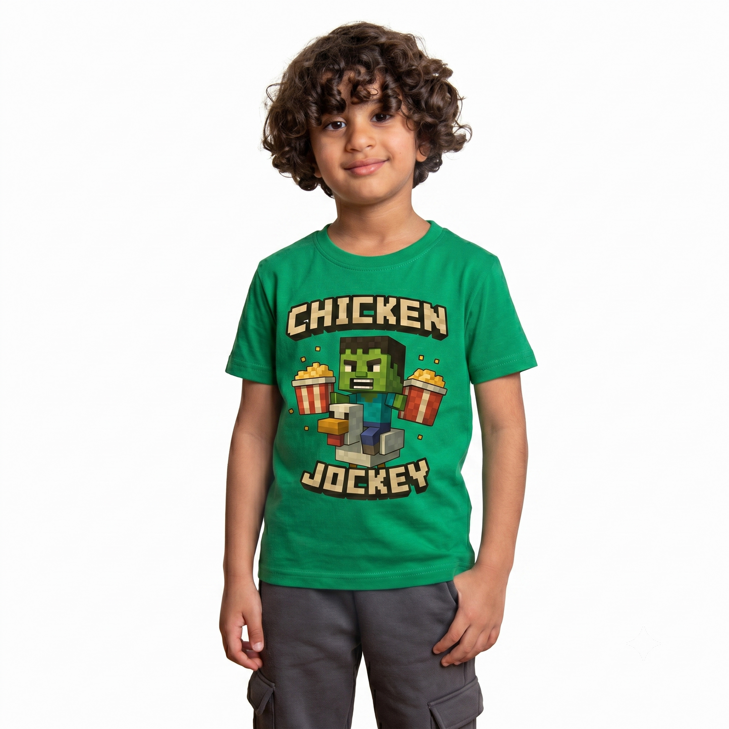 Minecraft chicken jockey Kids Tee's