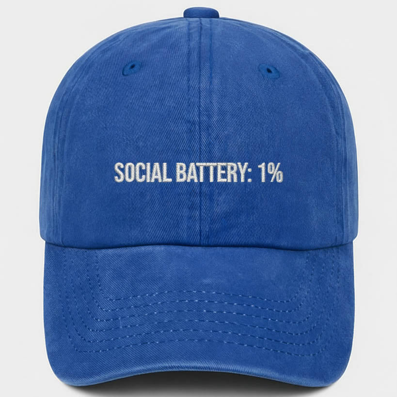 Social Battery 1% Washed Cap