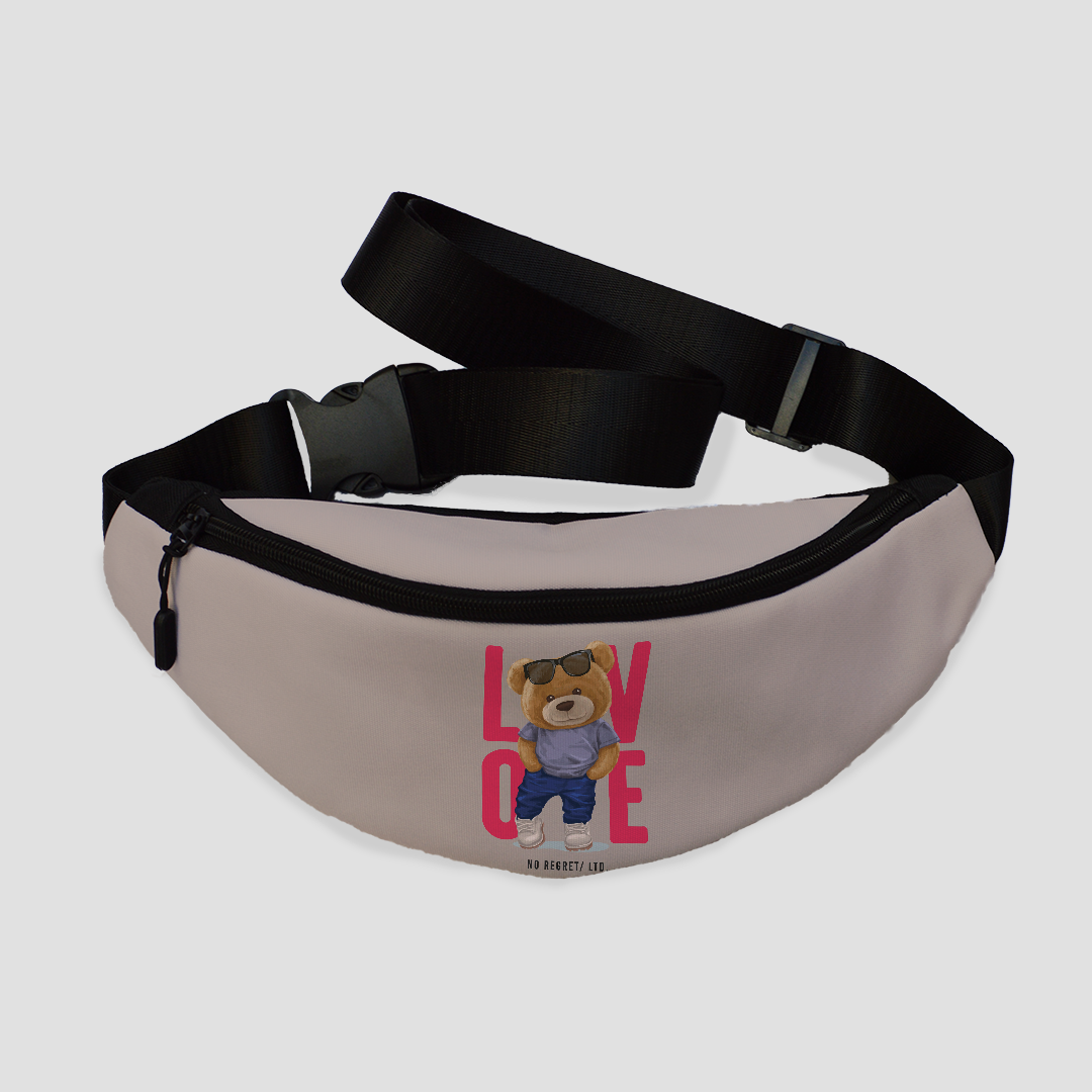 Gray Love Bear Fanny Pack