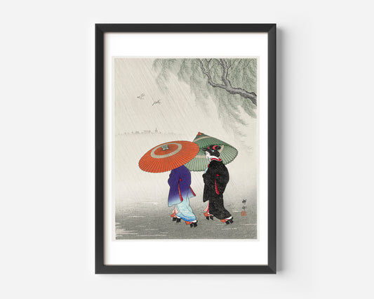 Ohara Koson women in the rain Poster