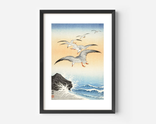 Ohara Koson seagull woodblock Poster