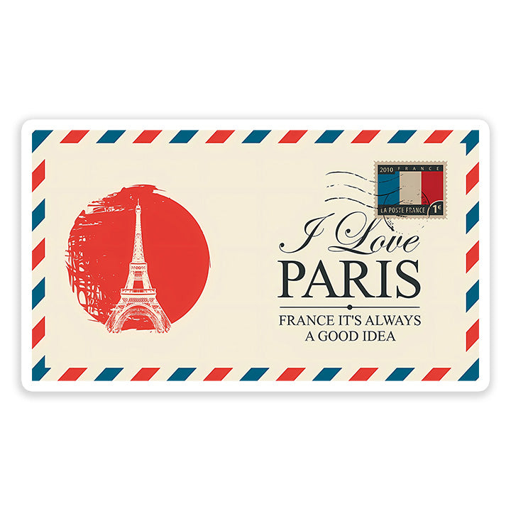 Retro postcard with words I love Paris Sticker