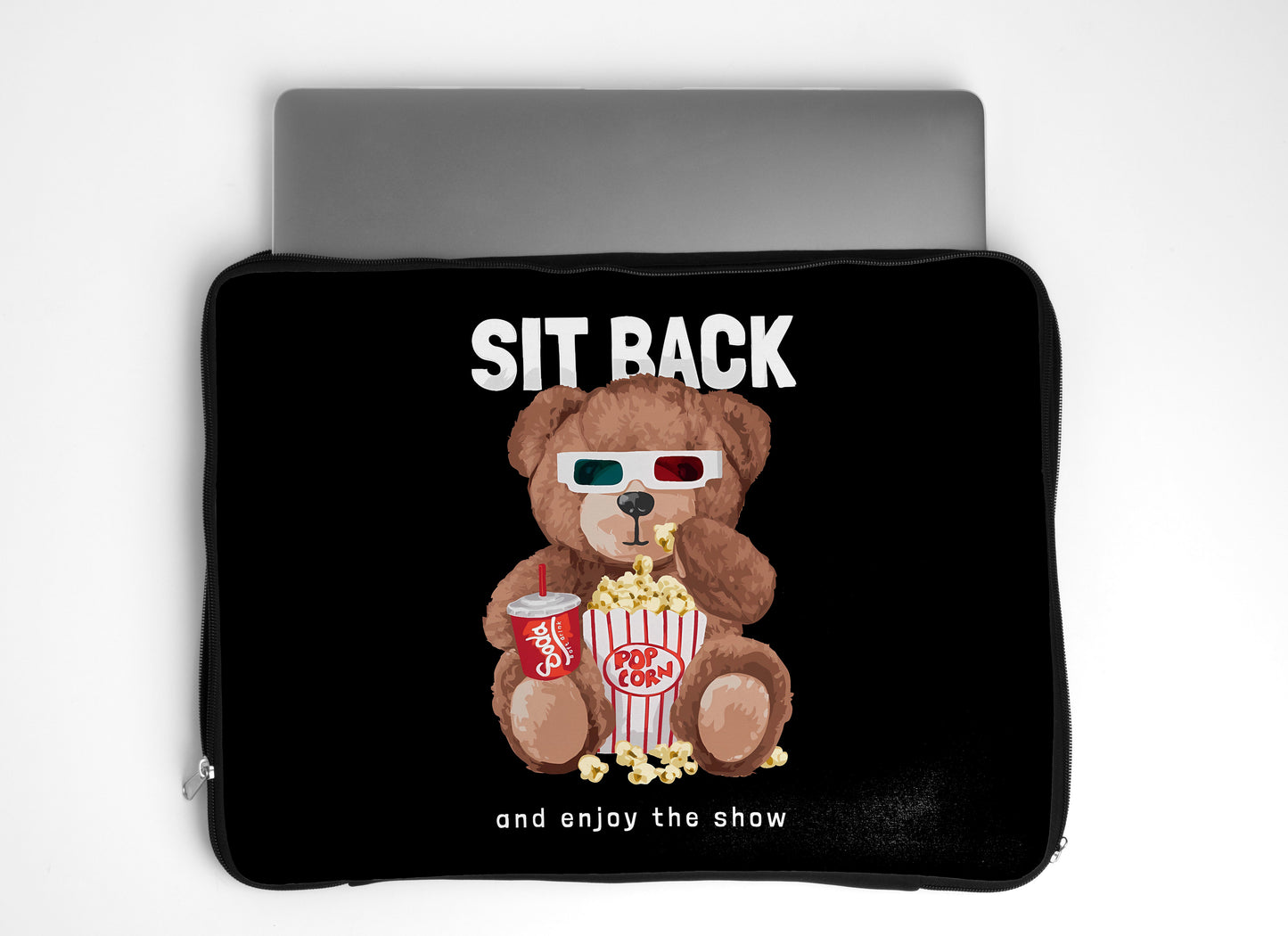 dank n drip sit back bear laptop sleeve