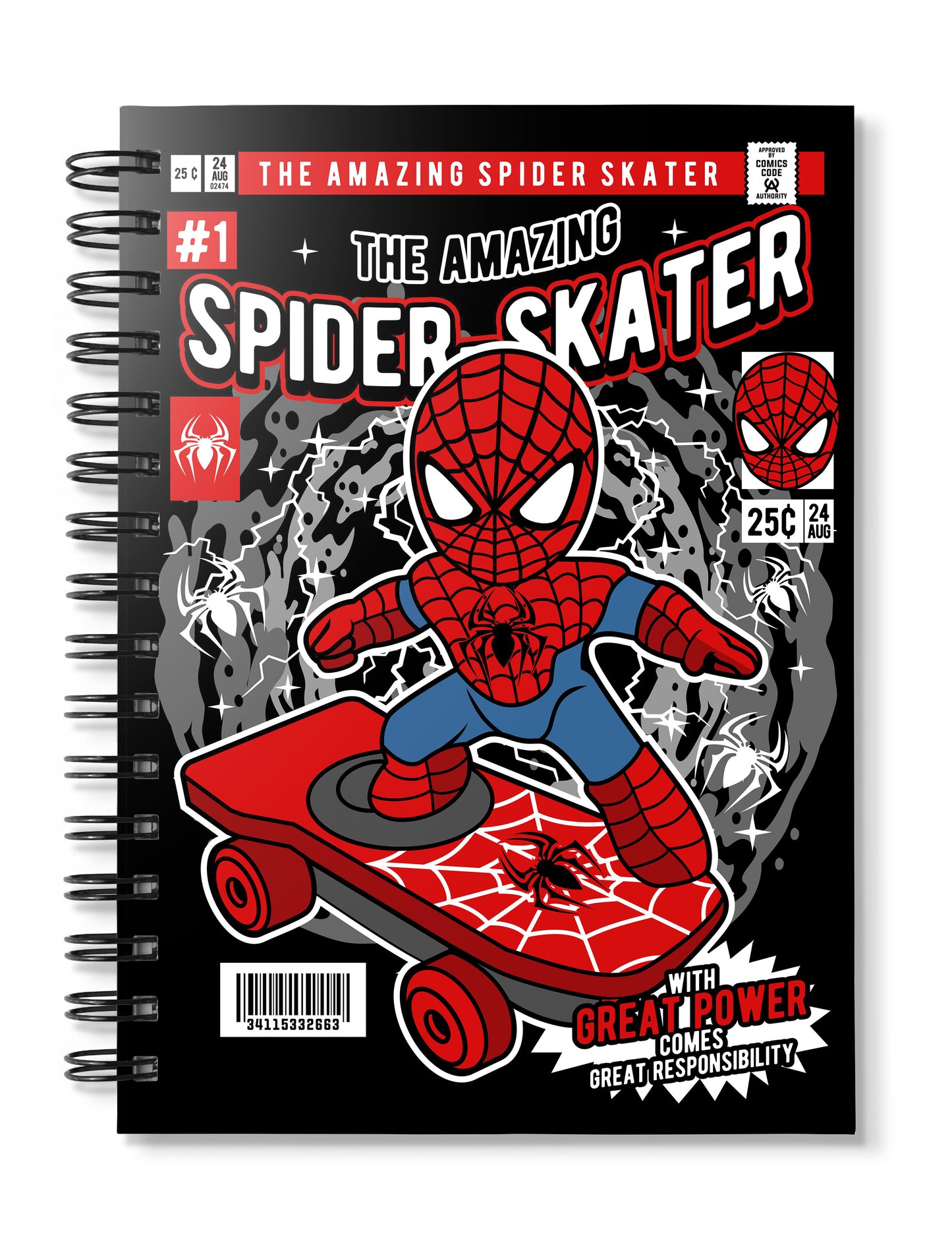 spider skater pop art notebook