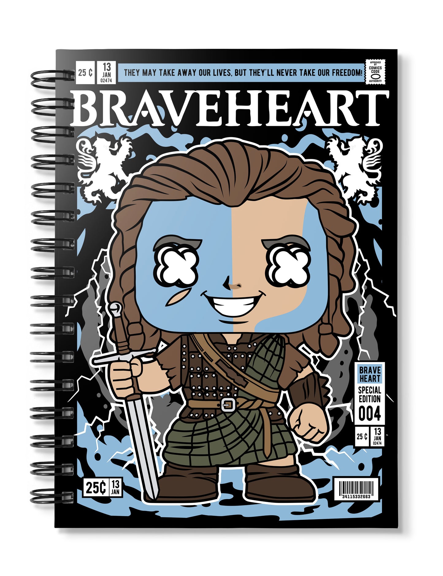 William Walace Brave Heart Pop Art Notebook