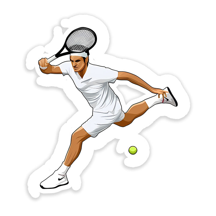 Roger Federer playing tennis Sticker