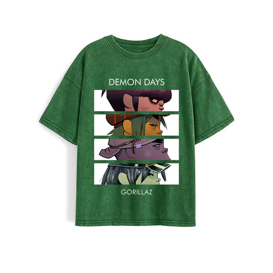 Gorillaz demon days Washed Oversized Tee's