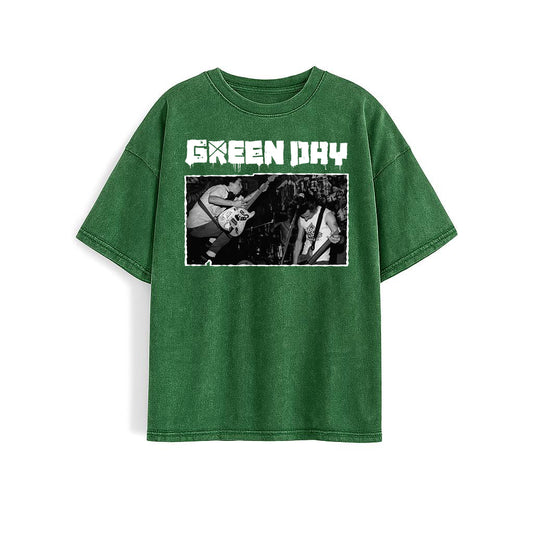 Green day Washed Green Oversized Tee's