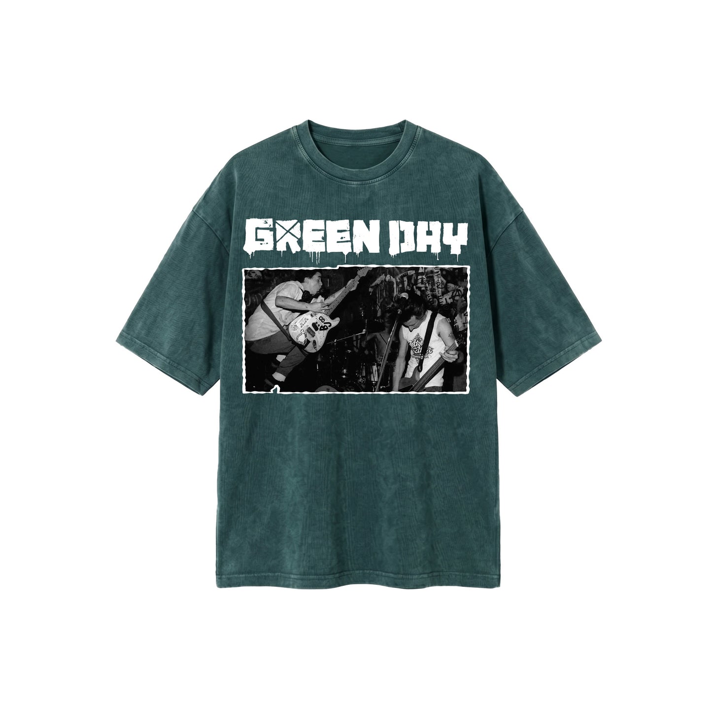 Green day Washed Green Oversized Tee's