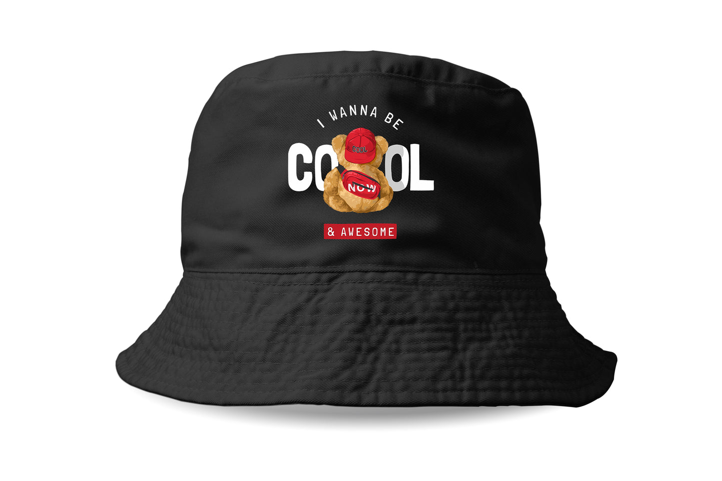 Wanna Be Cool Bear Bucket Hat black