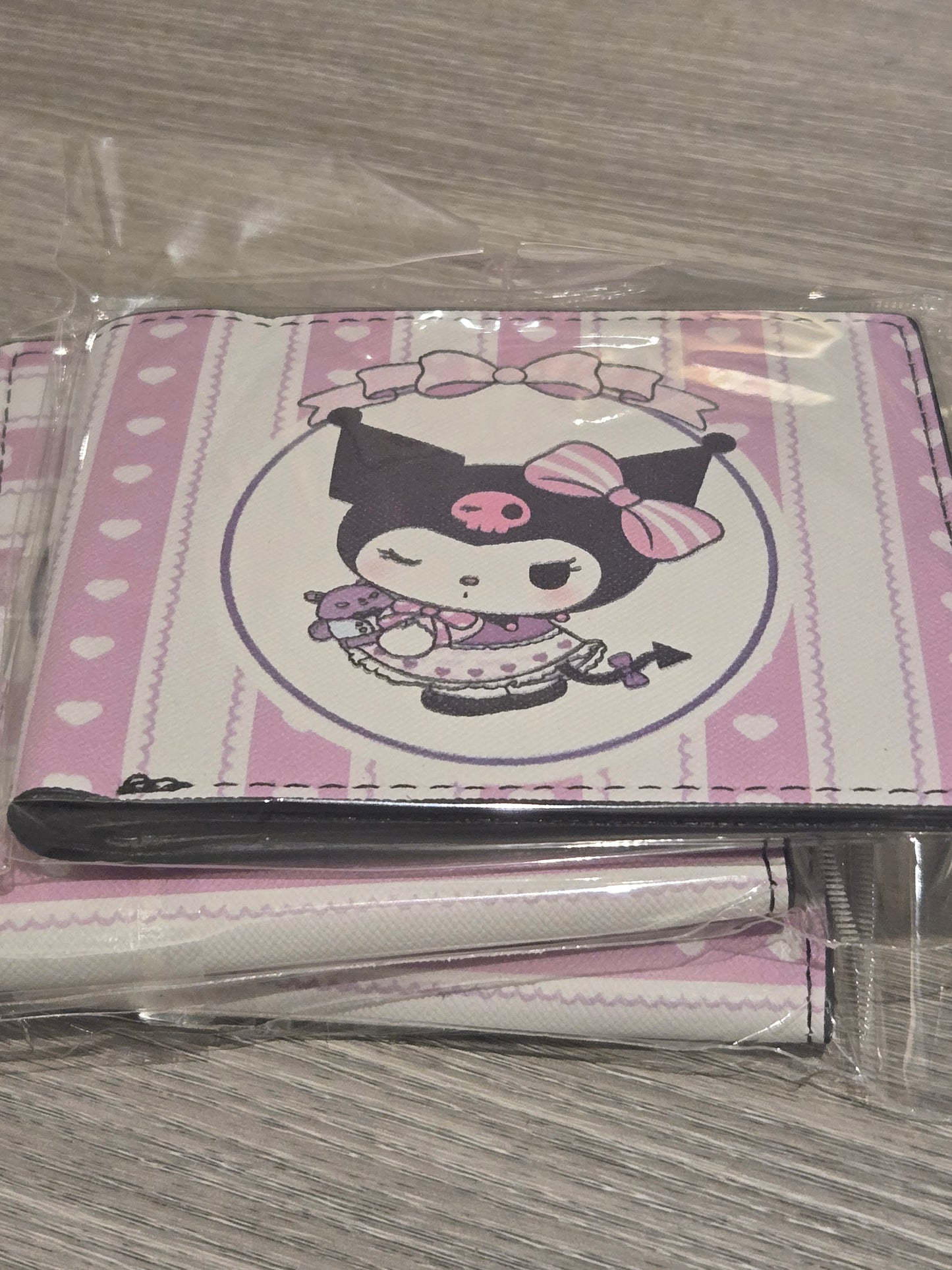 Kuromi Pink Pinstripe Sweetheart wallet