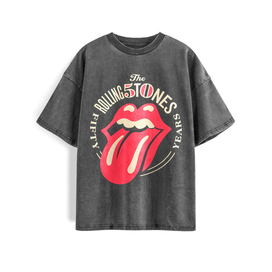 Rolling Stones 50 years Washed Oversized Tee's