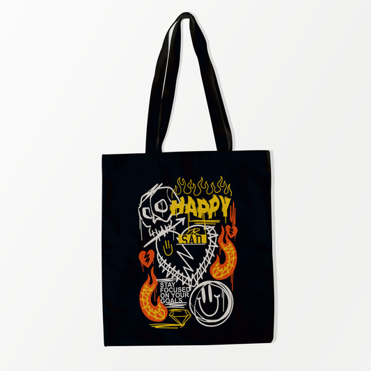 Happy or Sad Tote Bag Black