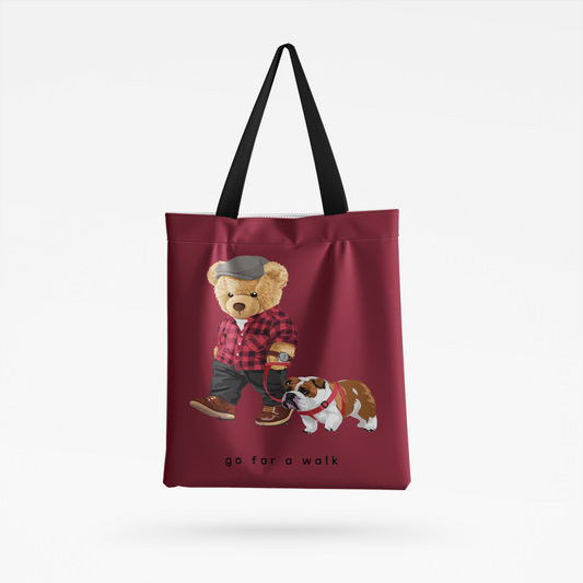 Go For Walk Bear All-Over Print Tote Bag