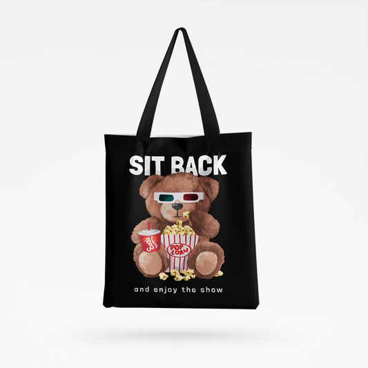 Sit Back Bear All-Over Print Tote Bag