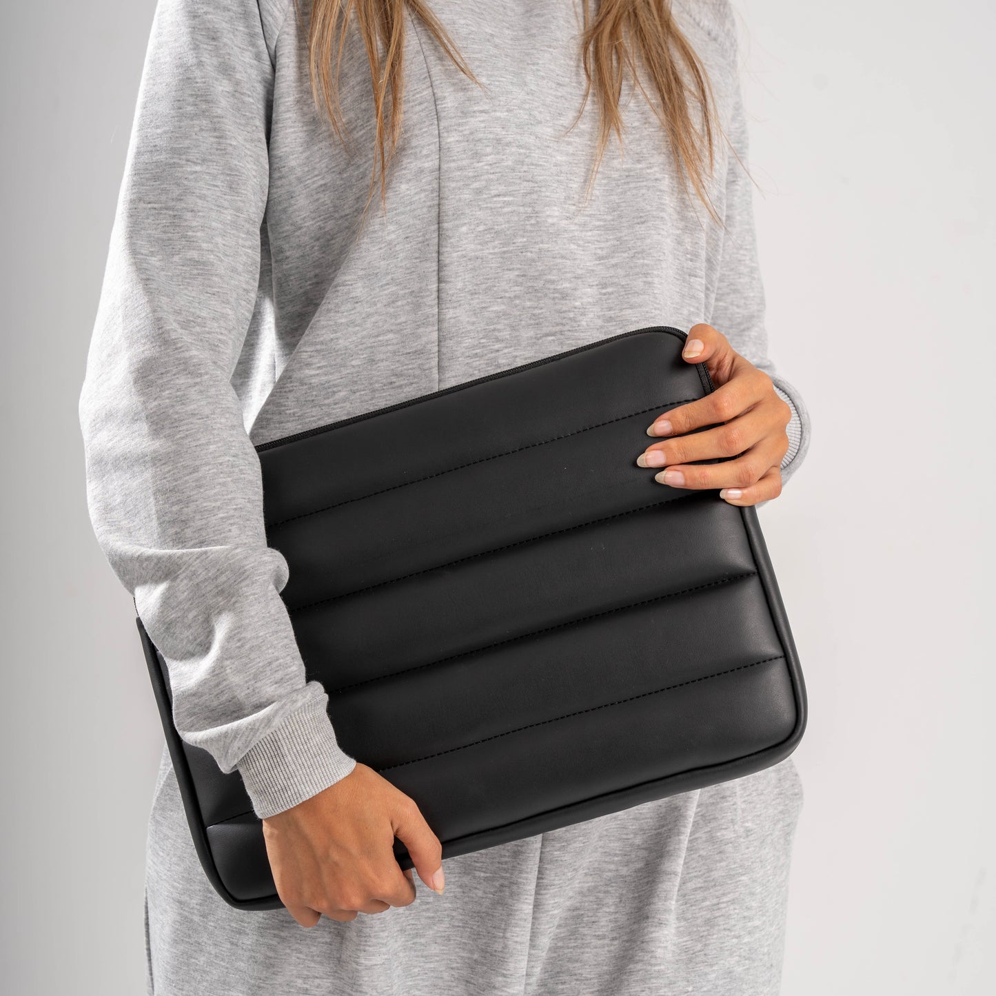 Buff Leather Laptop Sleeve Black