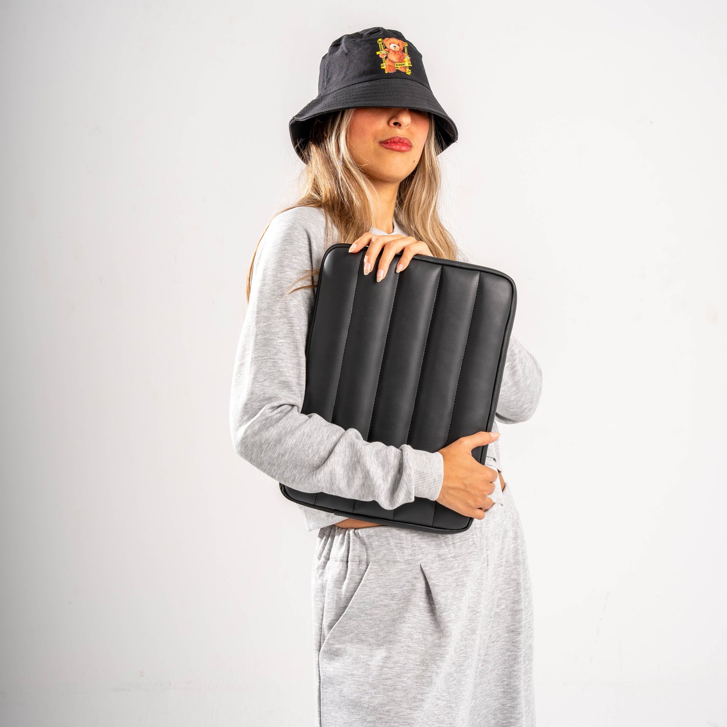 Buff Leather Laptop Sleeve Black