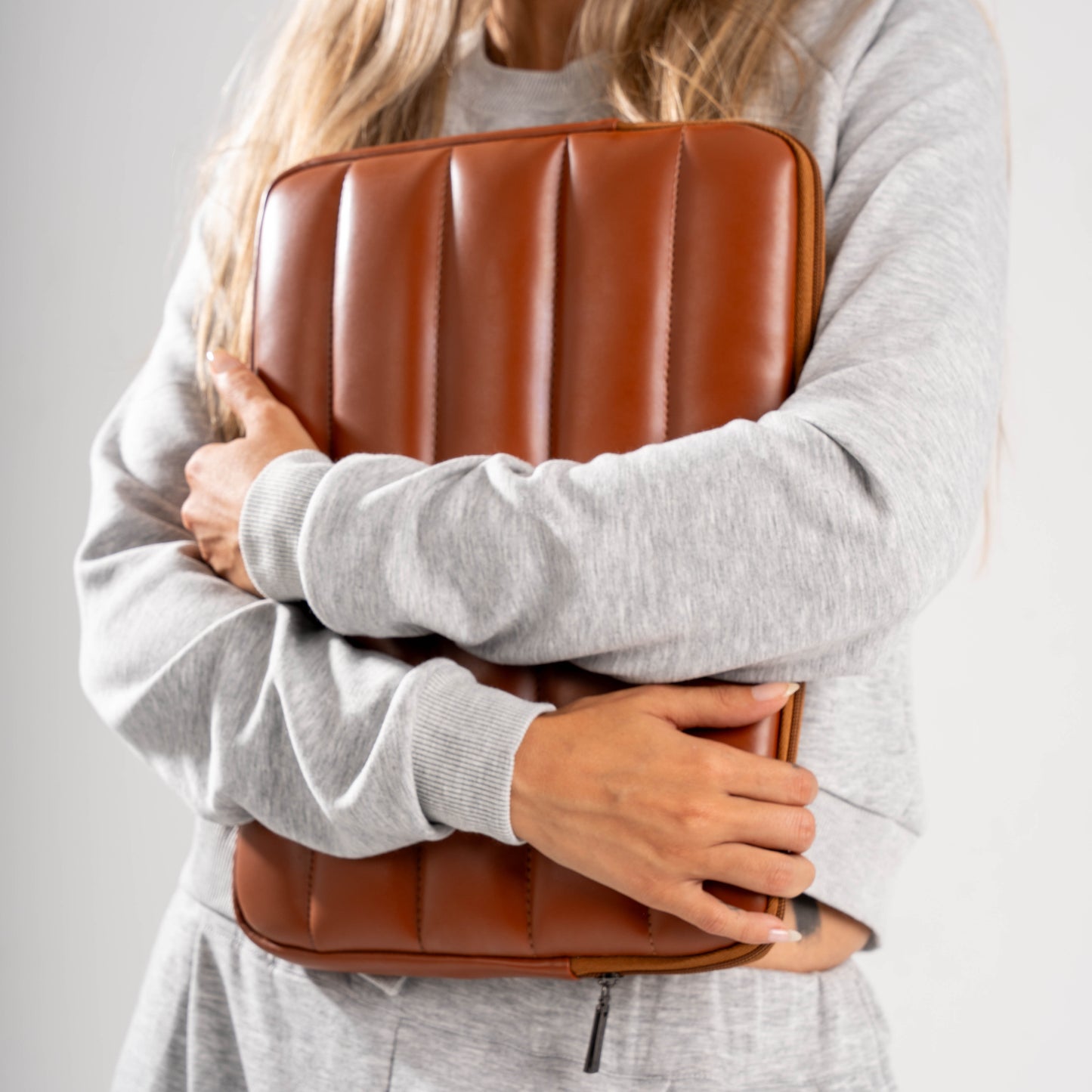 Buff Leather Laptop Sleeve Coffee Brown