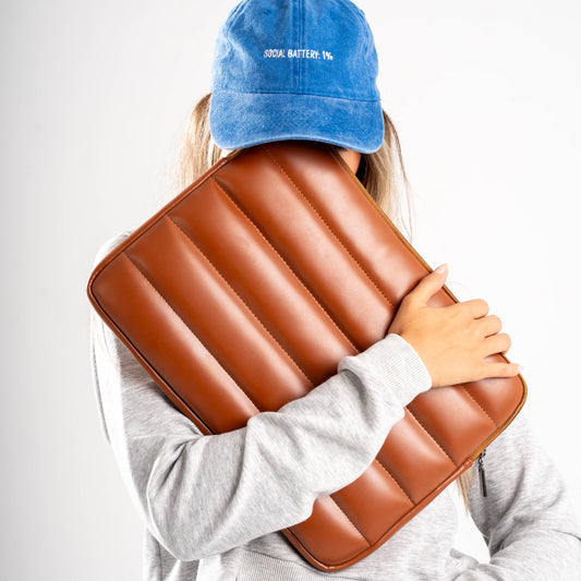 Buff Leather Laptop Sleeve Coffee Brown