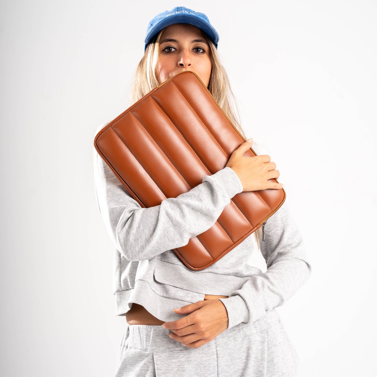 Buff Leather Laptop Sleeve Coffee Brown